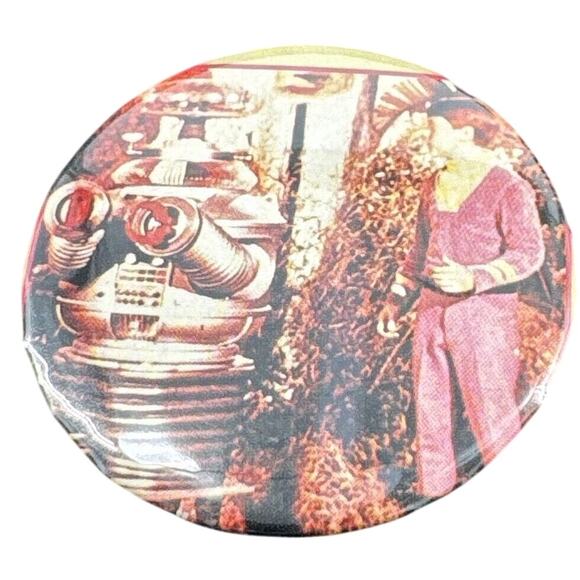 Lost In Space Robot Pins Two 2 1/4” Diameter Pinback TV Show British - Picture 3 of 6